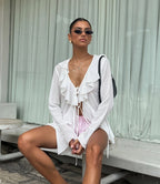 Melanie Ruffled Deep Neck Top