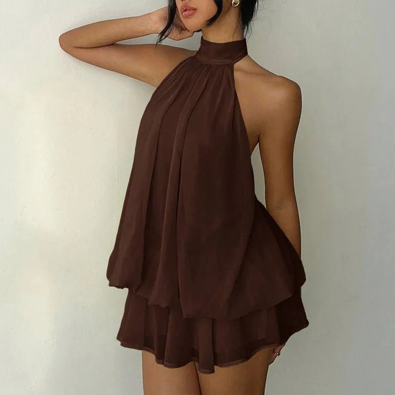 Viviana Halter Backless Mini Dress