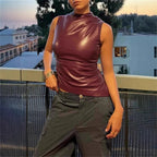 Ahlea Faux Leather Tank Top