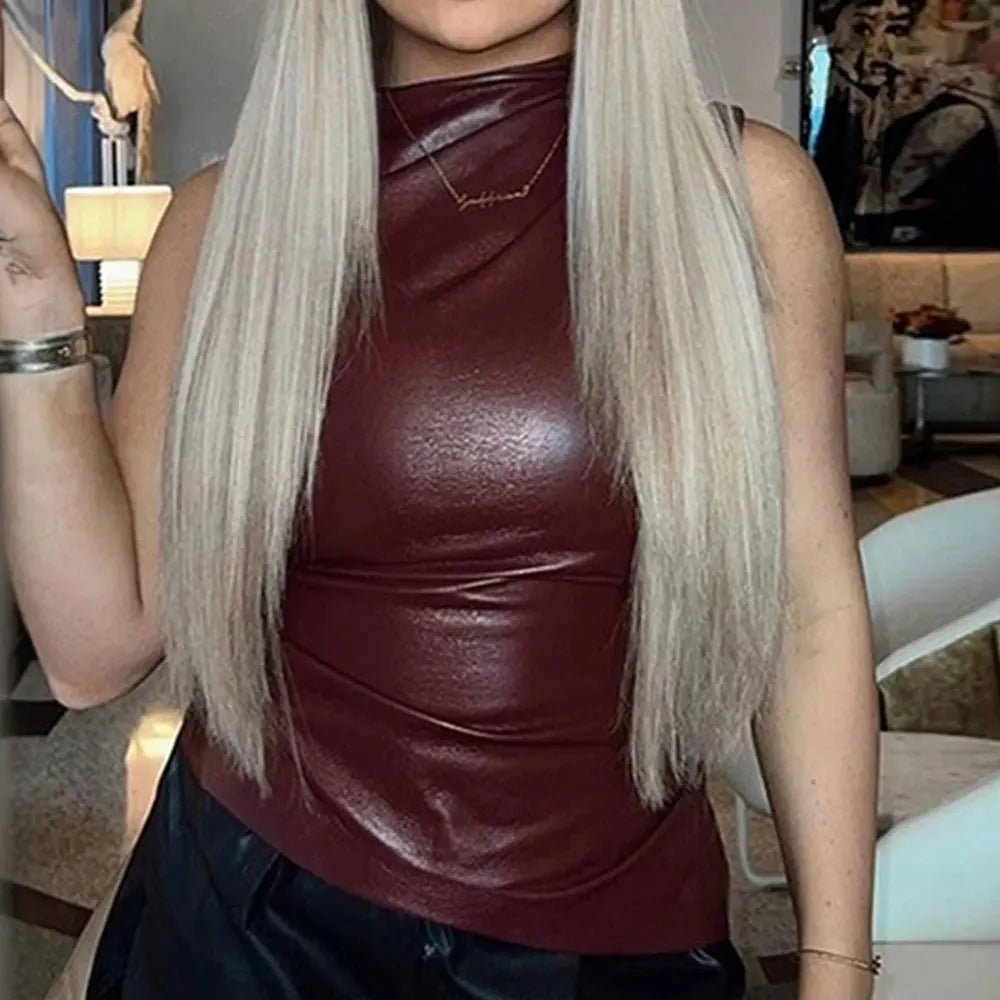 Ahlea Faux Leather Tank Top
