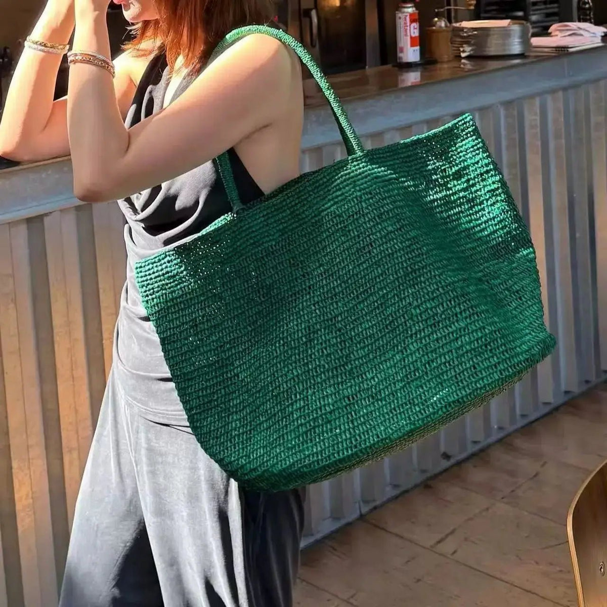 Sara Handwoven Rattan Tote