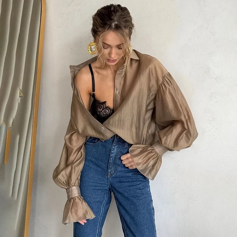 Amelie Long Sleeve Sheer Blouse