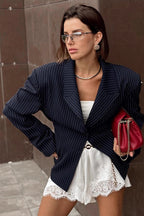 Xanthe Striped Padded Shoulder Blazer