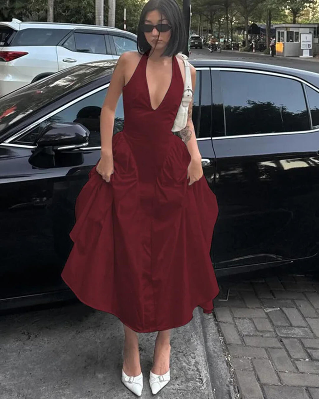 Ximena Deep Neck Maxi Dress