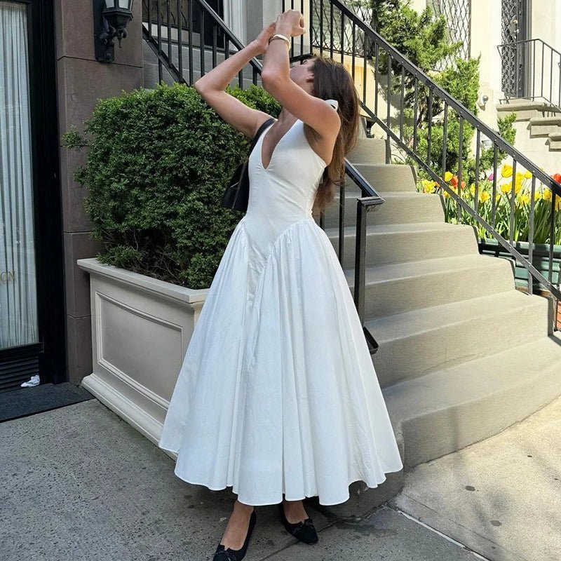 Ximena Deep Neck Maxi Dress