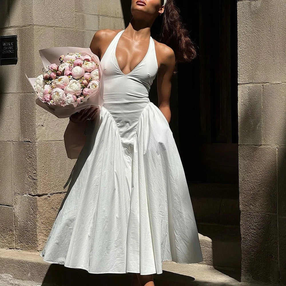 Ximena Deep Neck Maxi Dress