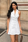Yza Backless Buttoned Mini Dress