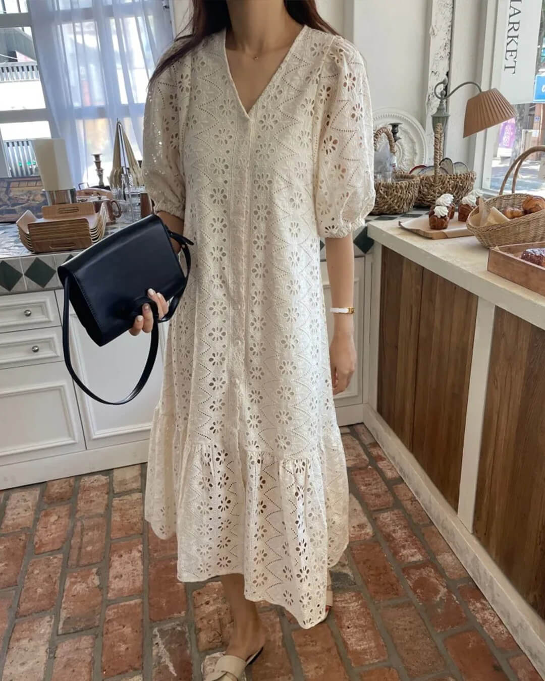 Zelia V-Neck Embroidered Maxi Dress