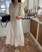 Zelia V-Neck Embroidered Maxi Dress