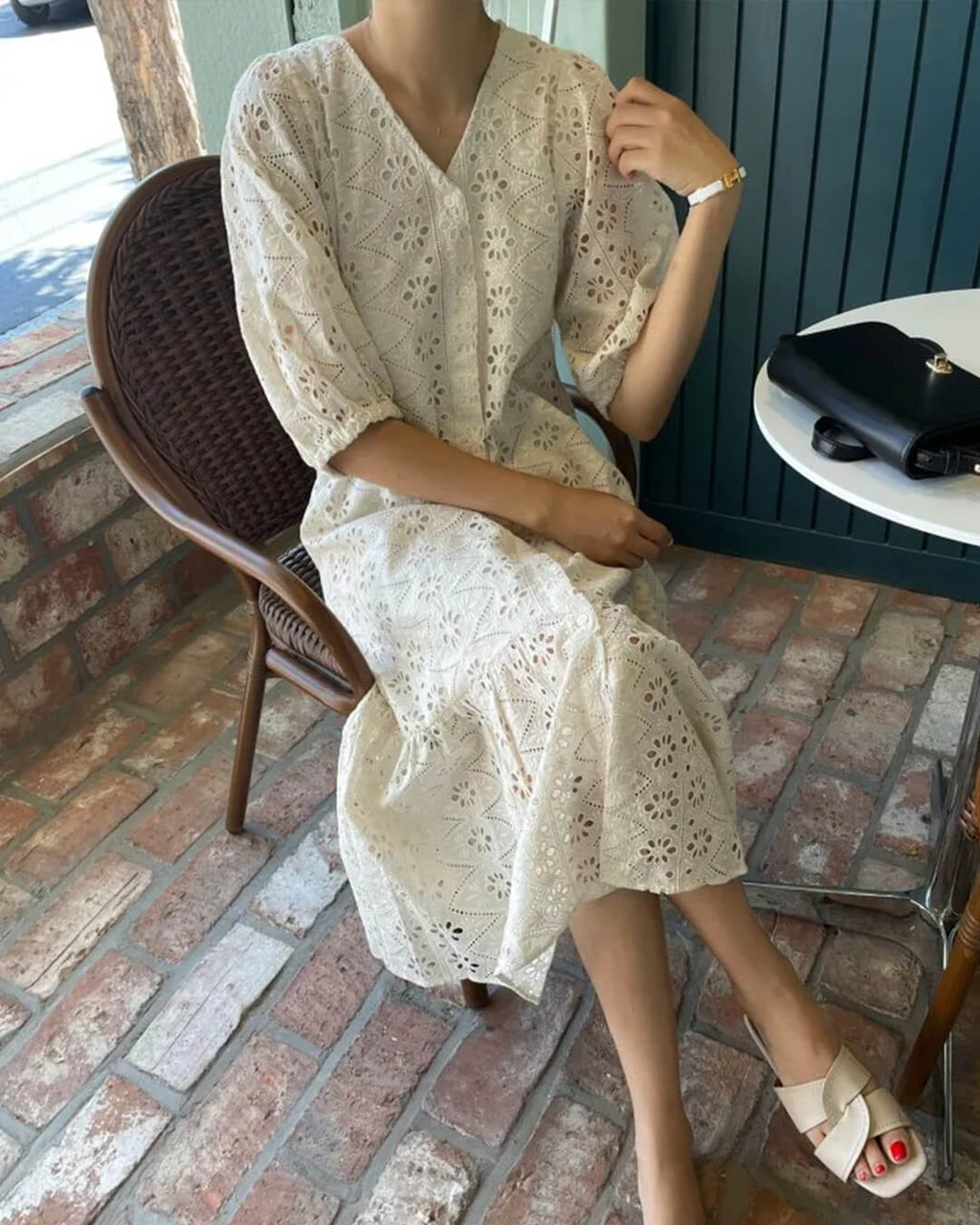Zelia V-Neck Embroidered Maxi Dress