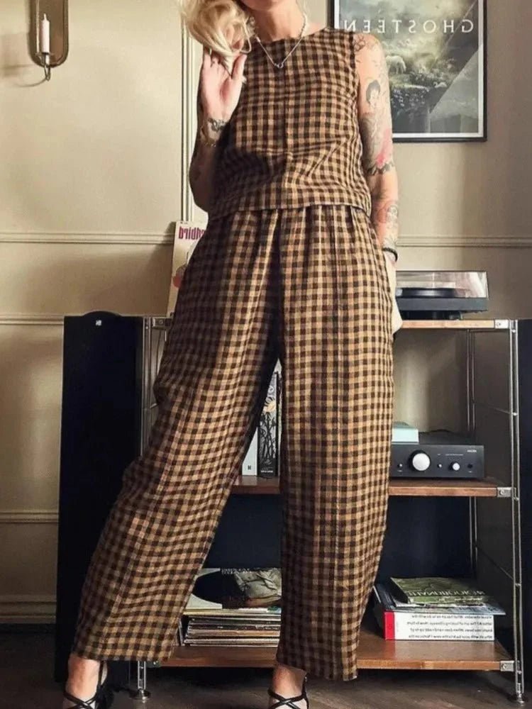 Zinnia Plaid Vest and Pants Set