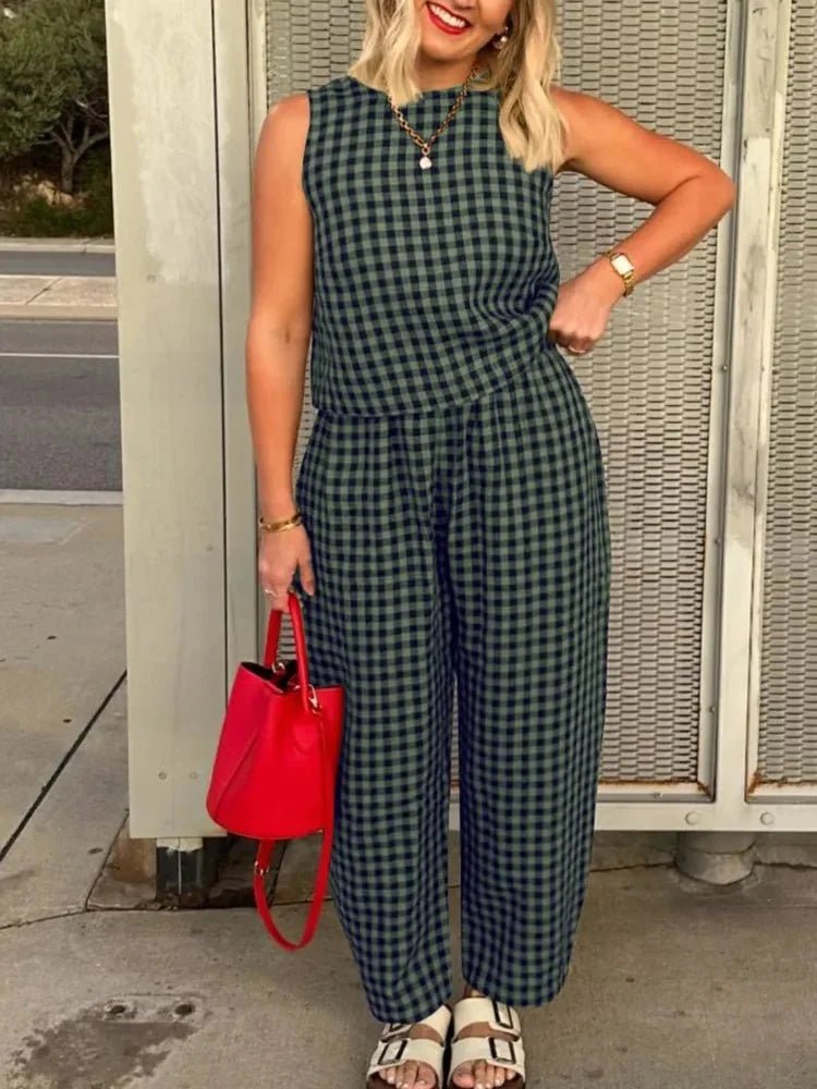 Zinnia Plaid Vest and Pants Set
