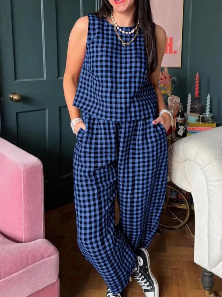 Zinnia Plaid Vest and Pants Set